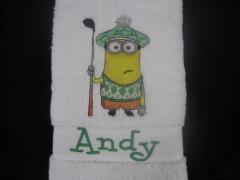 Minion at embroidered towel