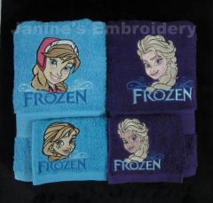 Four Frozen embroidered towels