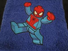 Towel with Spiderman Lego embroidery design