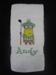 Embroidered towel with Golfing minion