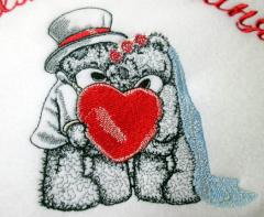 Teddy Bear wedding embroidered gift