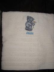 Towel with Teddy Bear machine embroidery design