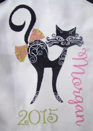 Black cat embroidery design