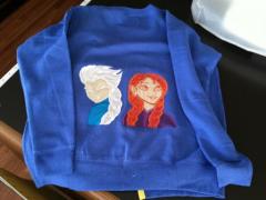 Embroidered longsleeve with Elsa and Anna applique designs