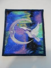 Raffle Art Quilt with Moon and dove free embroidery design