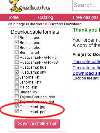 Color chart for Teddy bear embroidery design