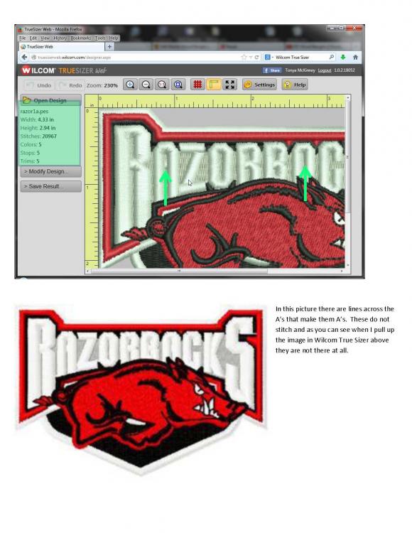 Arkansas Razorbacks logo embroidery design in digitizing software