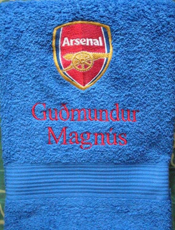 Bath towel with Arsenal logo embroidery design