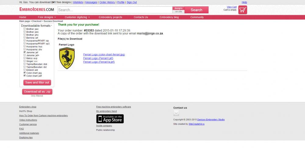 How download Ferarri embroidery design