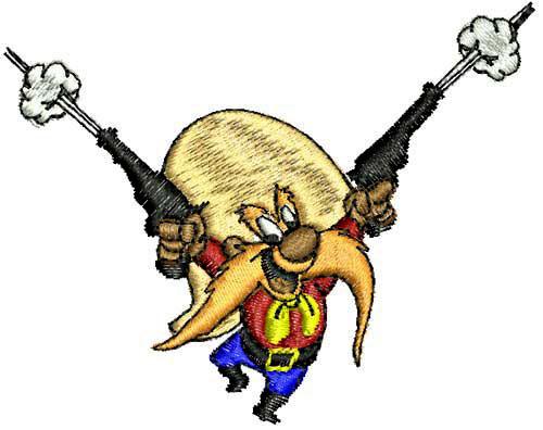 Yosemite Sam with guns embroidery design