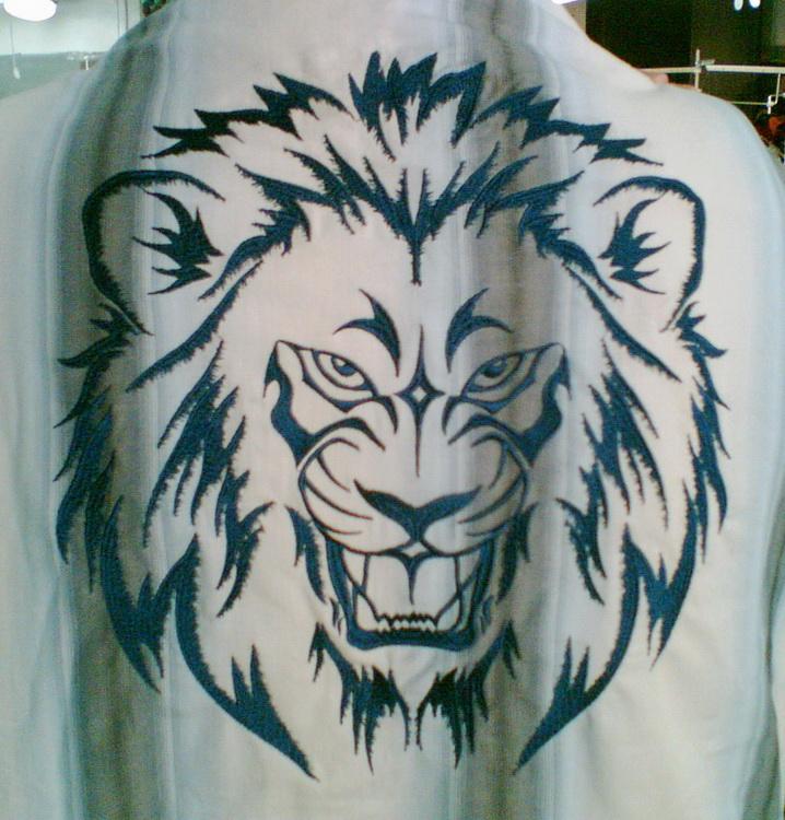 Embroidered lion design