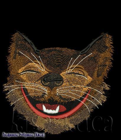 Cheshire cat with big smile free machine embroidery design