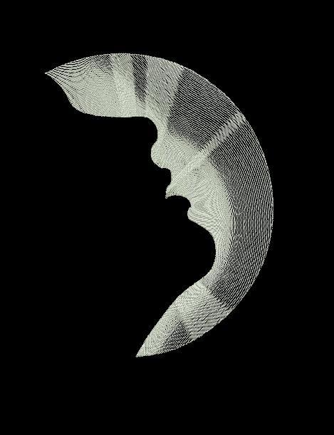 Moon and face free machine embroidery design
