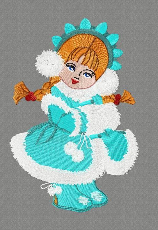 Cute girl snow maiden free embrodieyr design