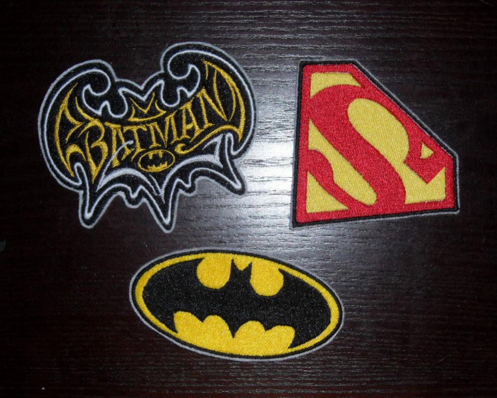 Patches with superheroes logos embroidery designs