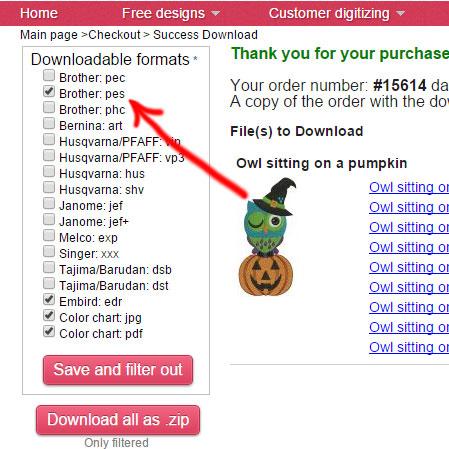 How  download embroideyr design form Order History
