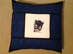 Pillow with Catwoman embroidery design