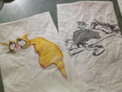 Sassy mouse and cat free machine embroidery