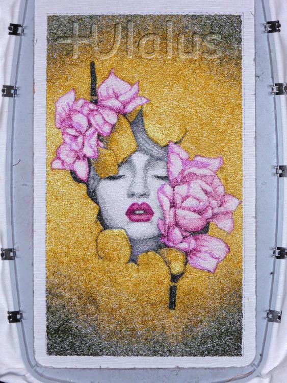 Woman free embroidery design