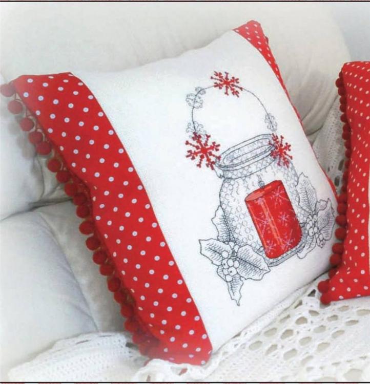 Cross stitch embroidered pillow