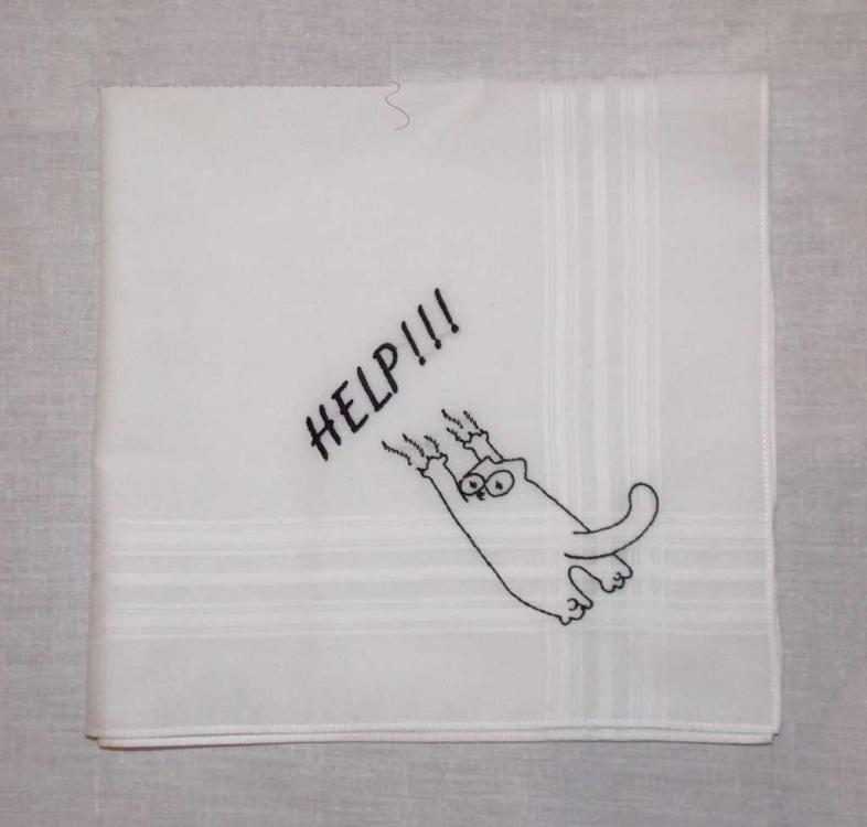 Embroidered napkin with free cat design