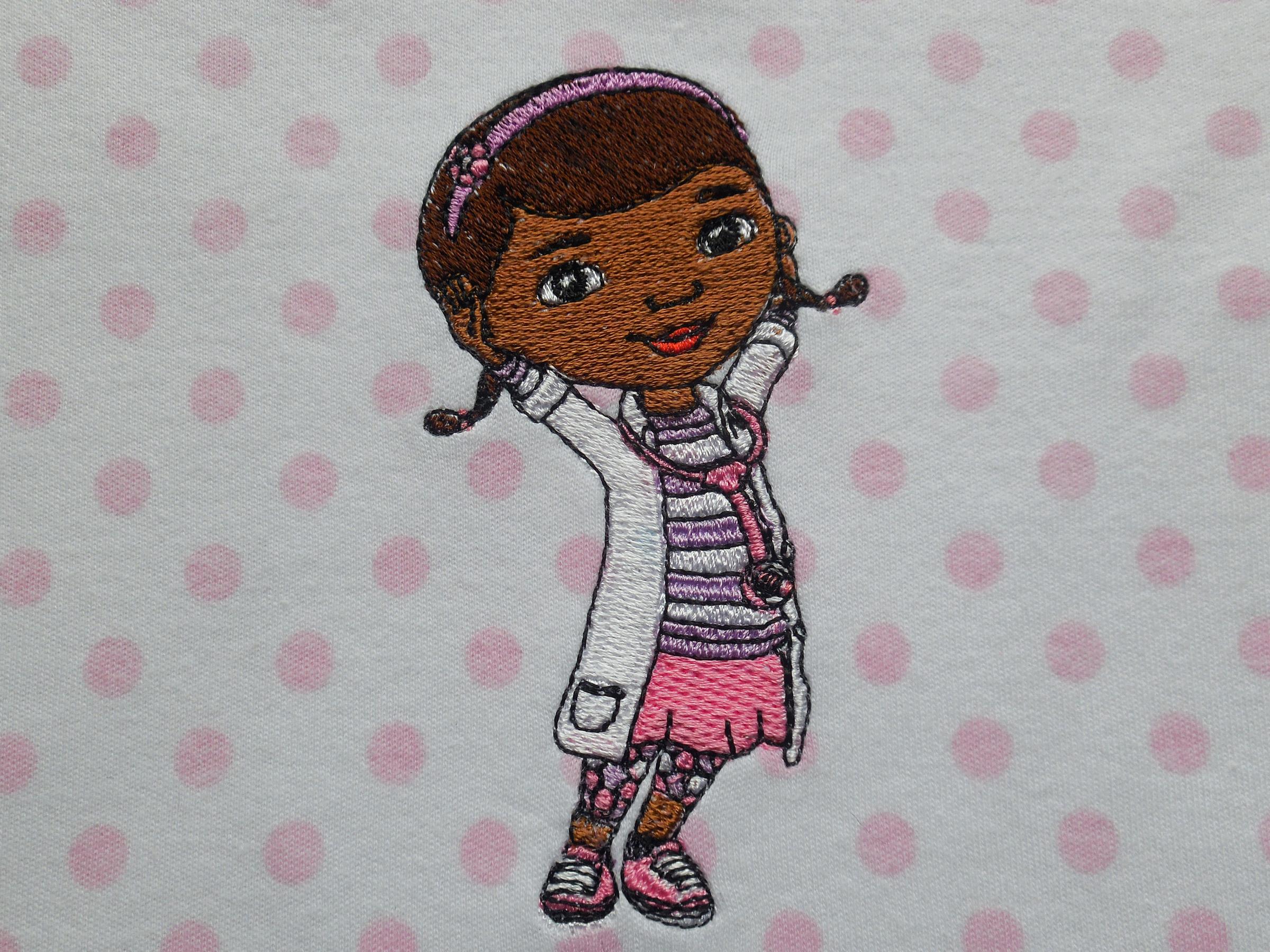 Kids pajamas with Dottoressa aka Dottie McStuffins embroidery design