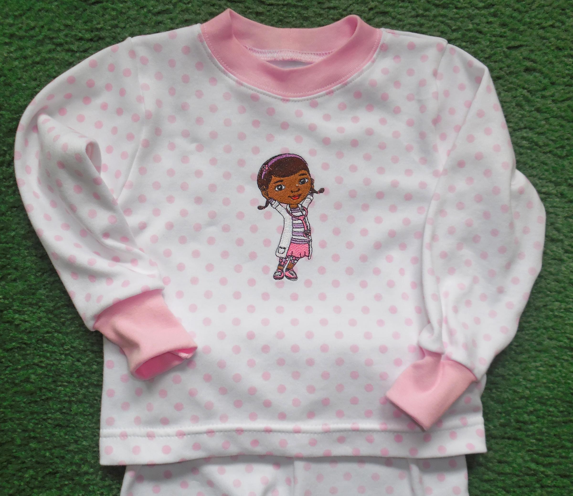 Kids pajamas with Dottie McStuffins aka Dottoressa embroidery design