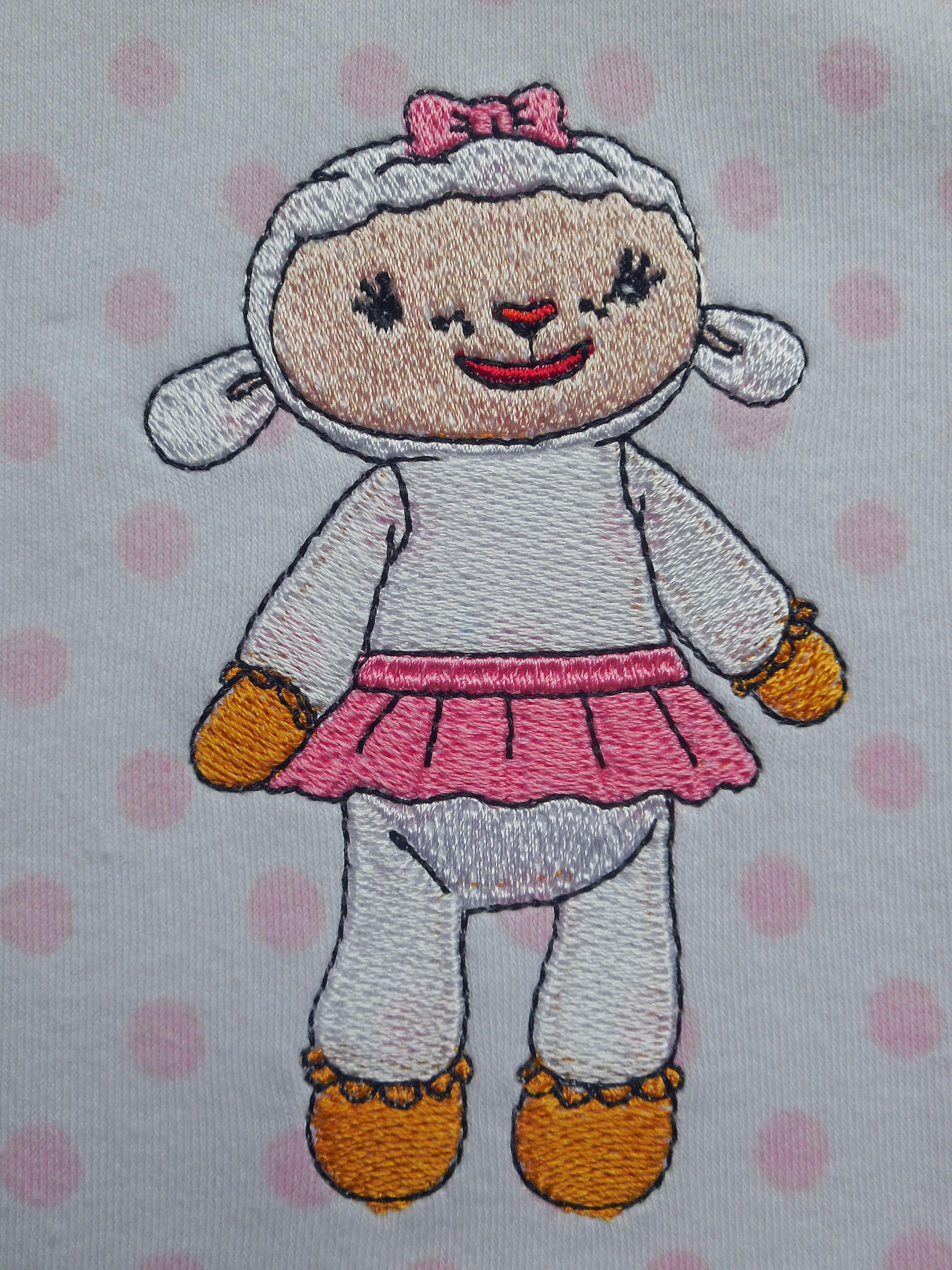 Kids' pajamas with Lambie the sheep embroidery design from Doc McStuffins Series