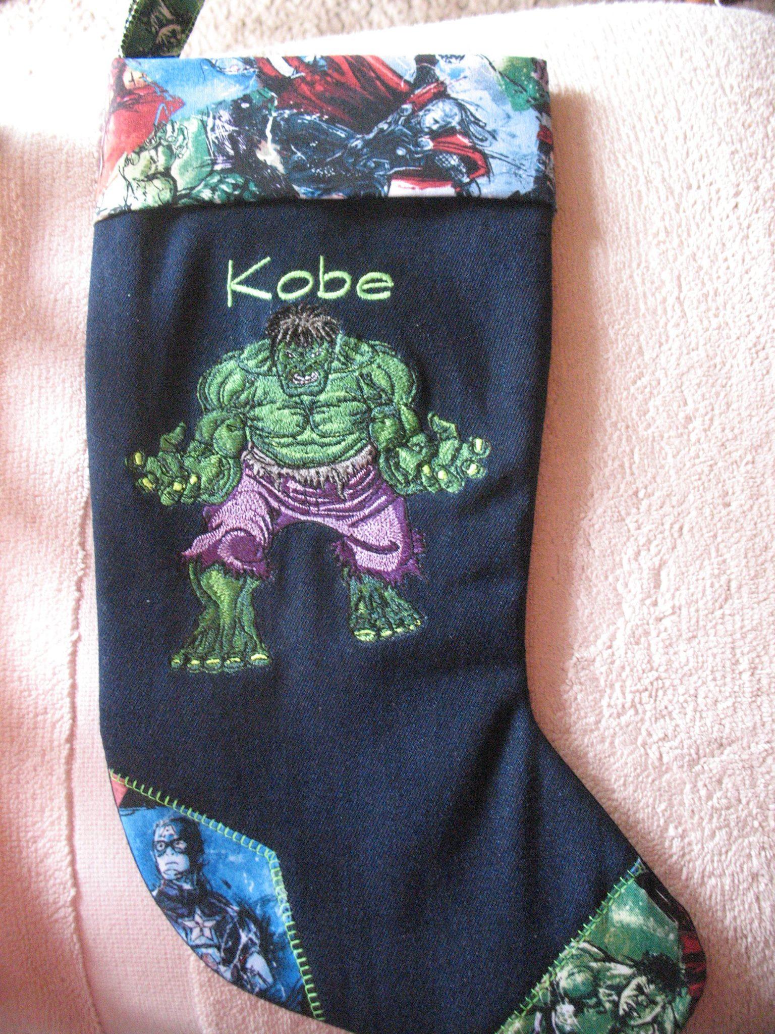 Socks with the Incredible Hulk embroidery design