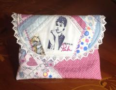 Baby bag with a portrait of Audrey Hepburn embroidery design