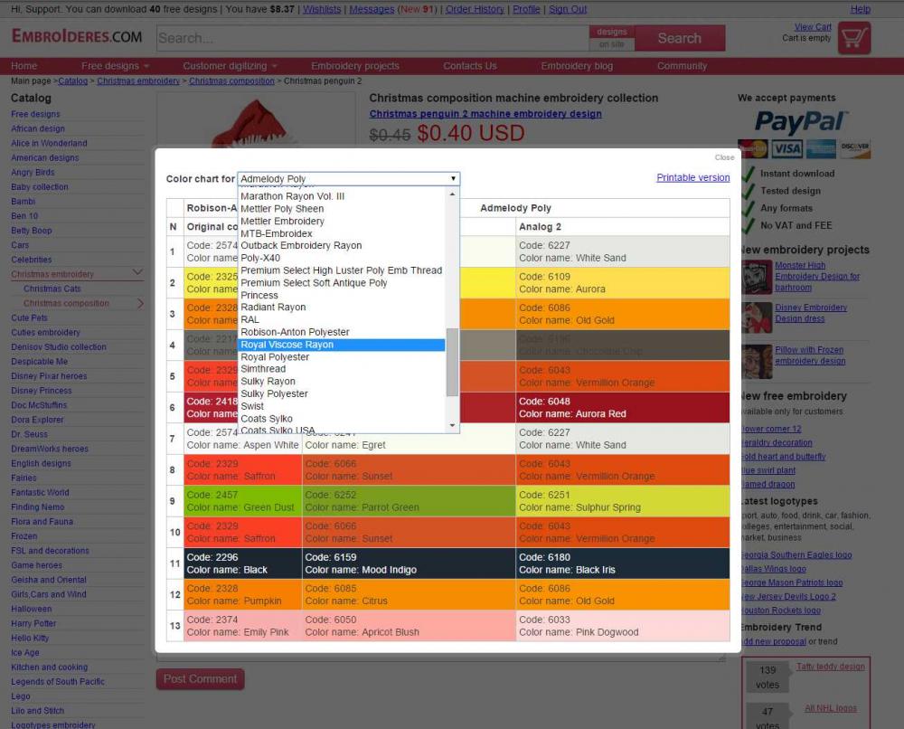 Sulky thread embroidery conversion