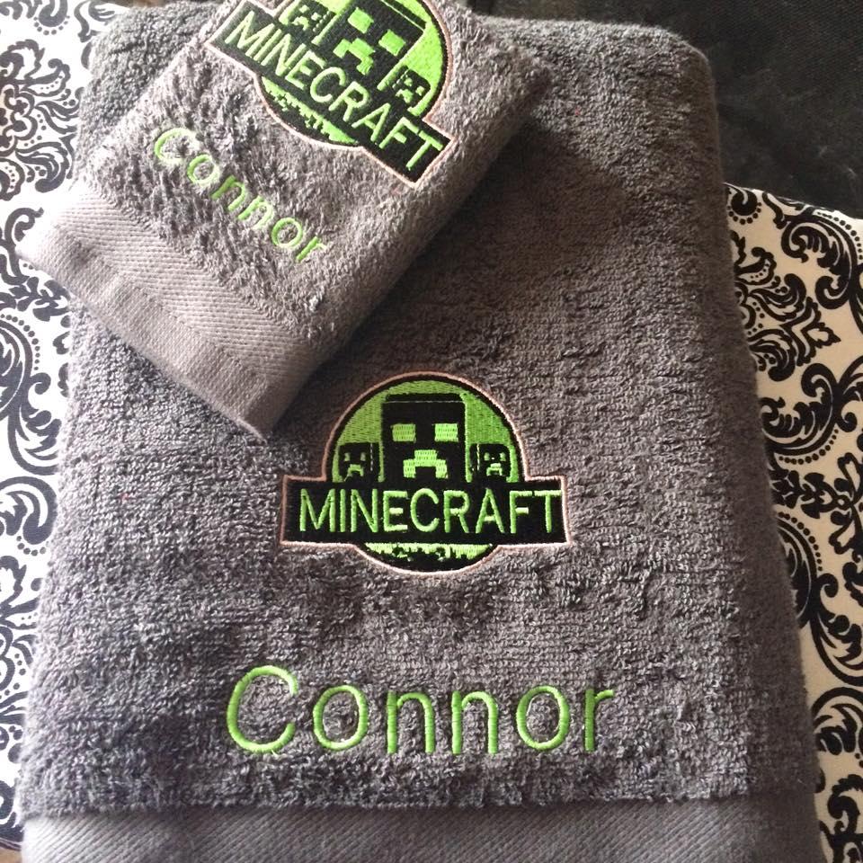 Minecraft logo embroidered towel