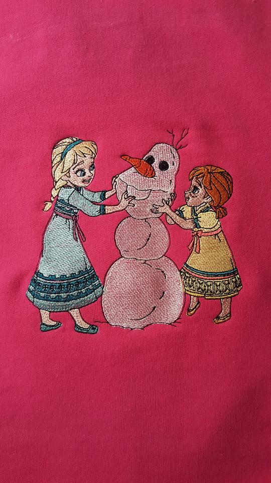 Anna and Elsa embroidered design
