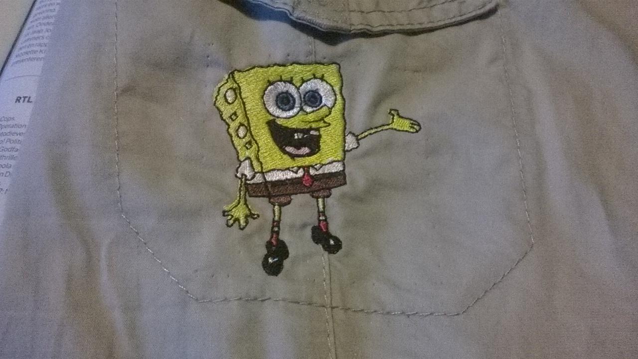 Embroidered shirt with SpongeBob design