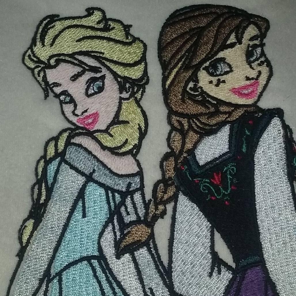 Frozen sisters embroidered design