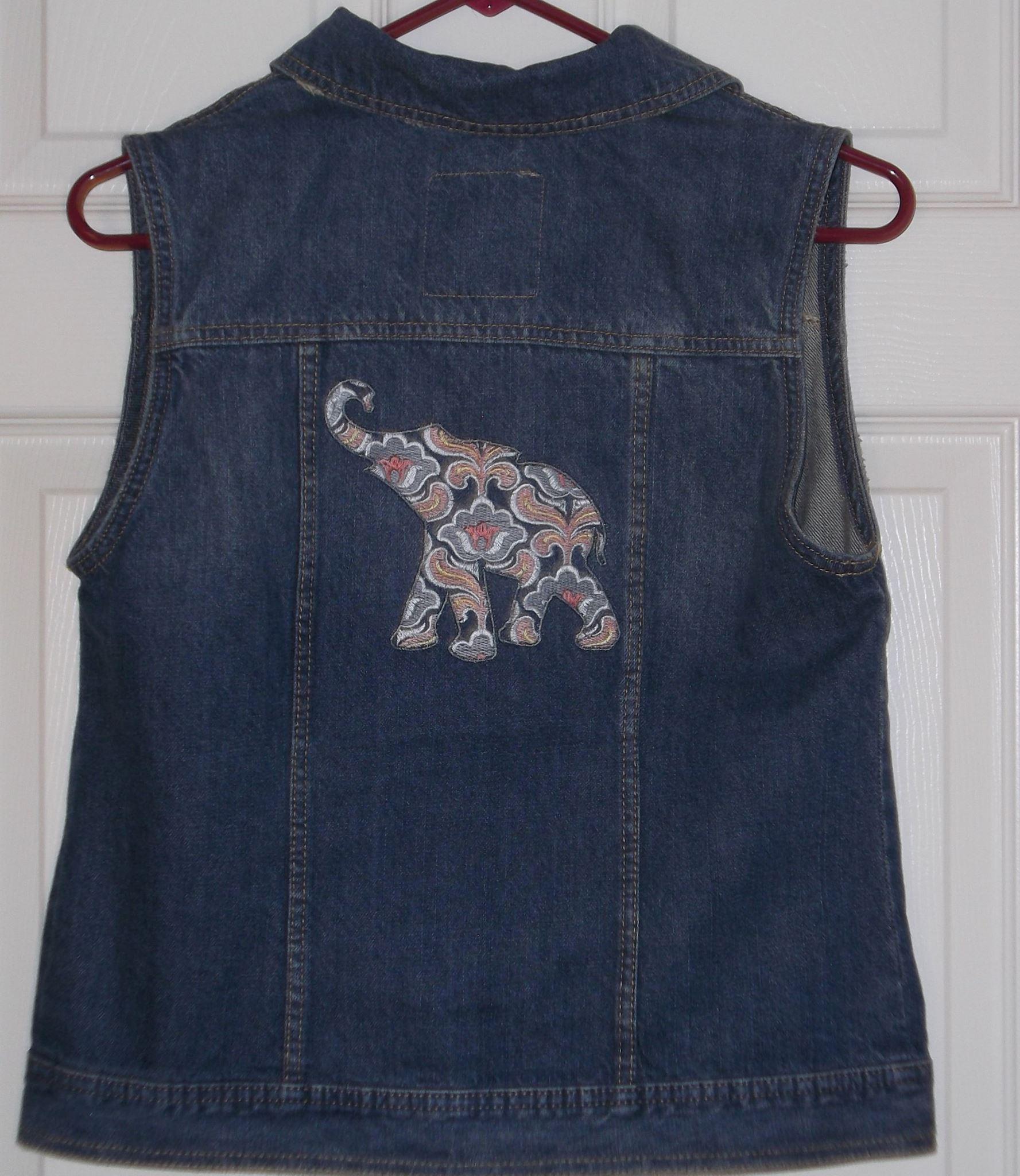 Jacket with flower elephant free embroidery design