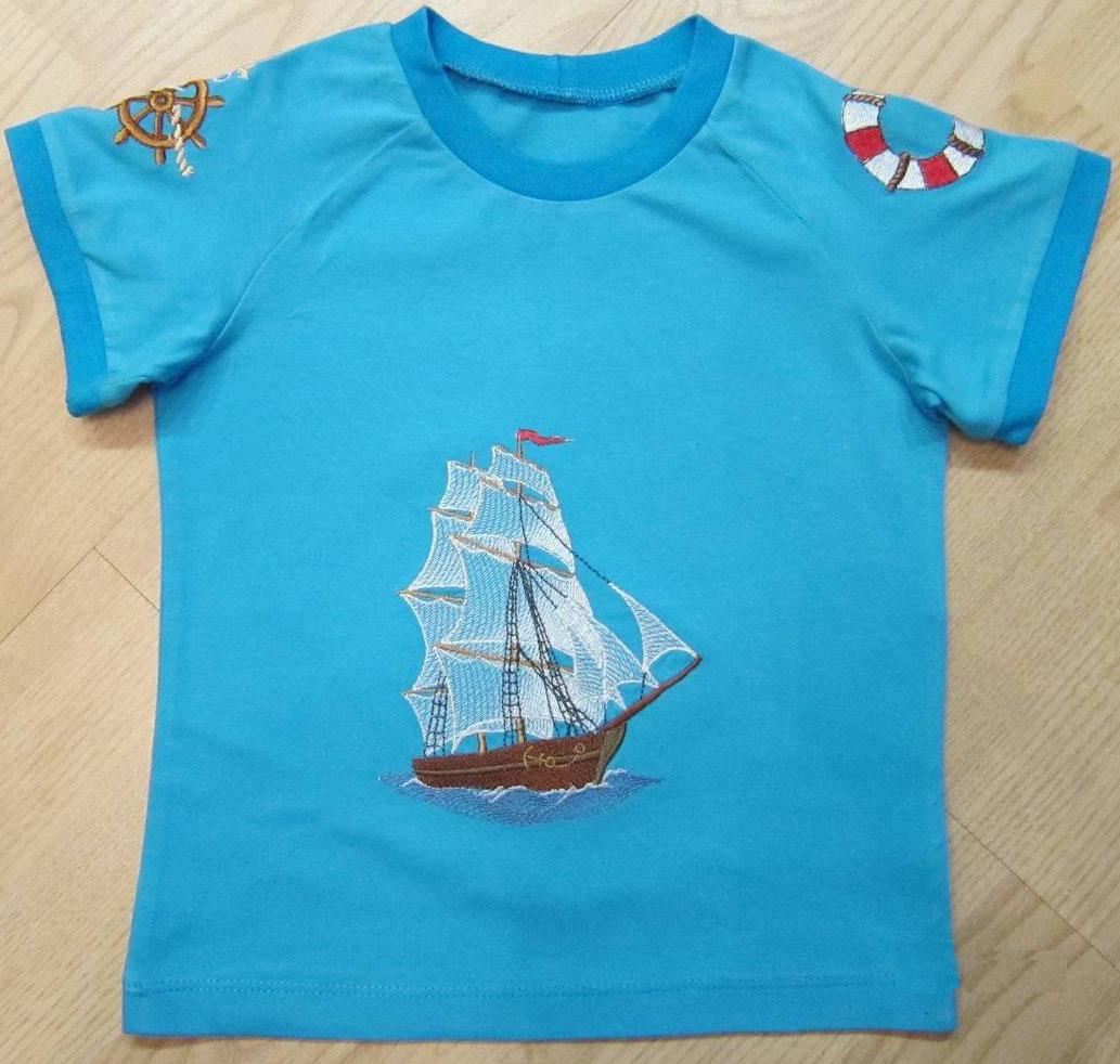 T-shirt with Sea ship free embroidery design