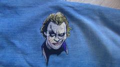 Joker embroidery design finished