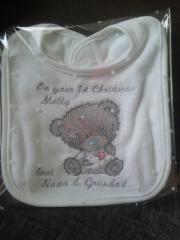 Baby bib with Tatty Teddy embroidery design