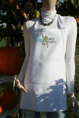 Tinkerbell embroidery design in a wedding dress apron — white