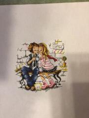 Together in street cafe cross stitch free embroidery design