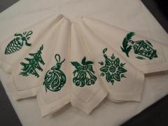 Christmas and NY napkins green colors with free embroidery designs