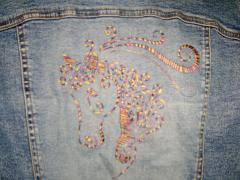 Jeans jacket with horse free embroidery design