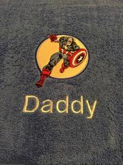 Towel with Captain America embroidery design