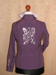 Woman's coat with woman free embroidery design