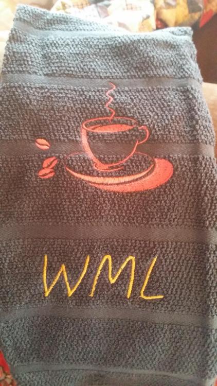 Towel with Hot coffee free embroidery design