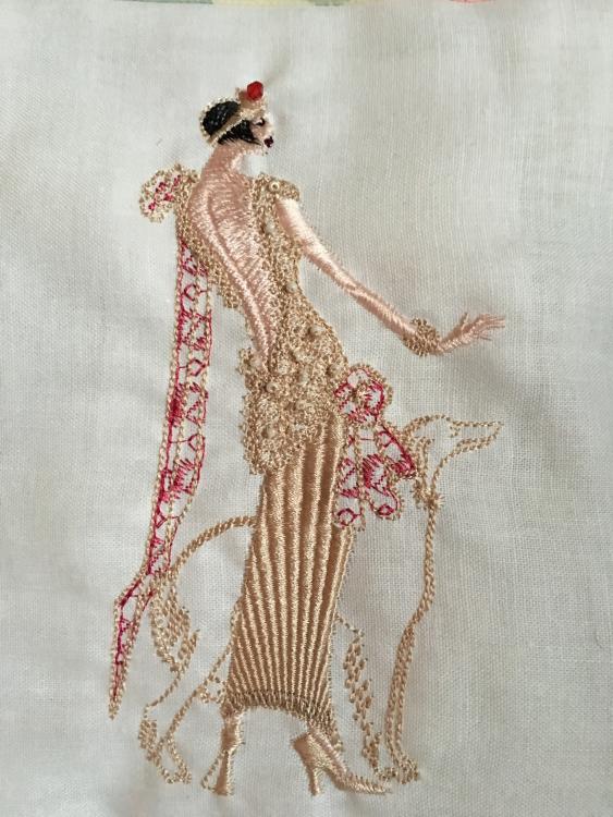 Dressed lady free mchine embroidery design