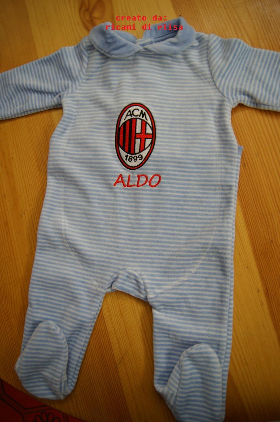 Baby outfit with AC Milan embroidery design