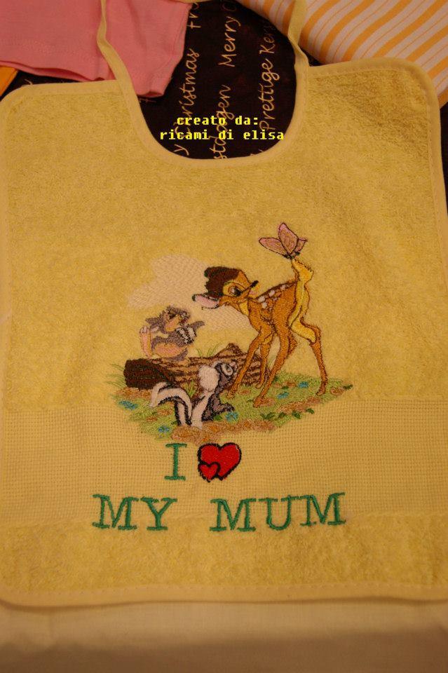 Bib with Bambi and company embroidery design