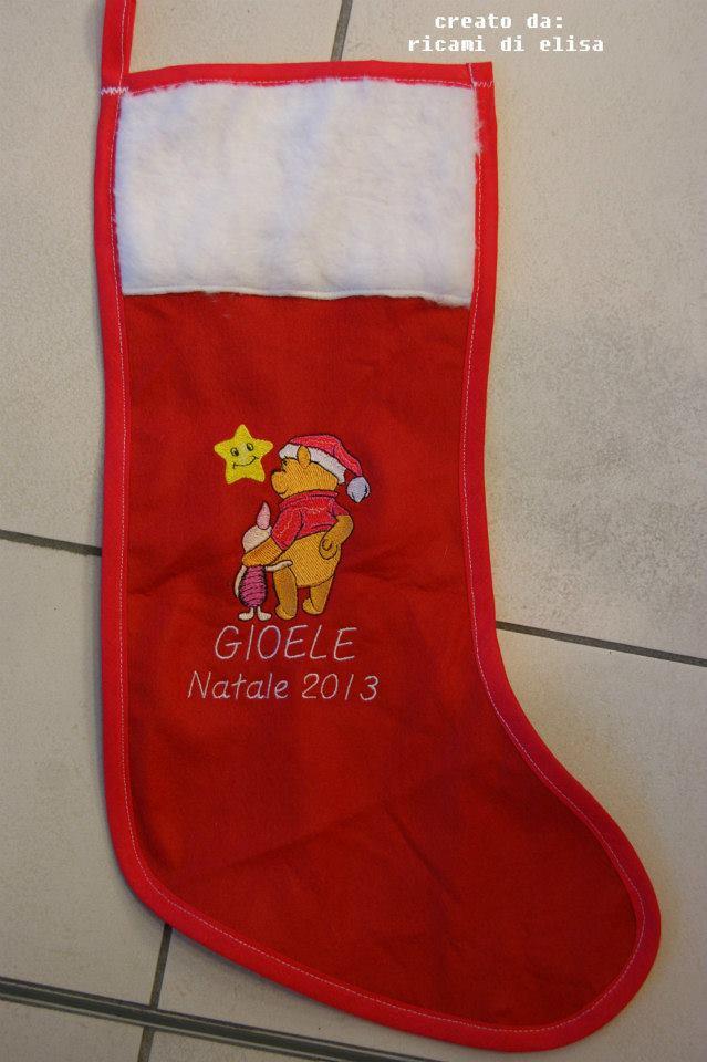 Sock with Christmas Winnie the Pooh and Piglet embroidery design